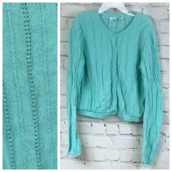 GAP Kids Mint Green Button Down Ribbed Cardigan Spring Sweater Girls Size 10 - Picture 1 of 7
